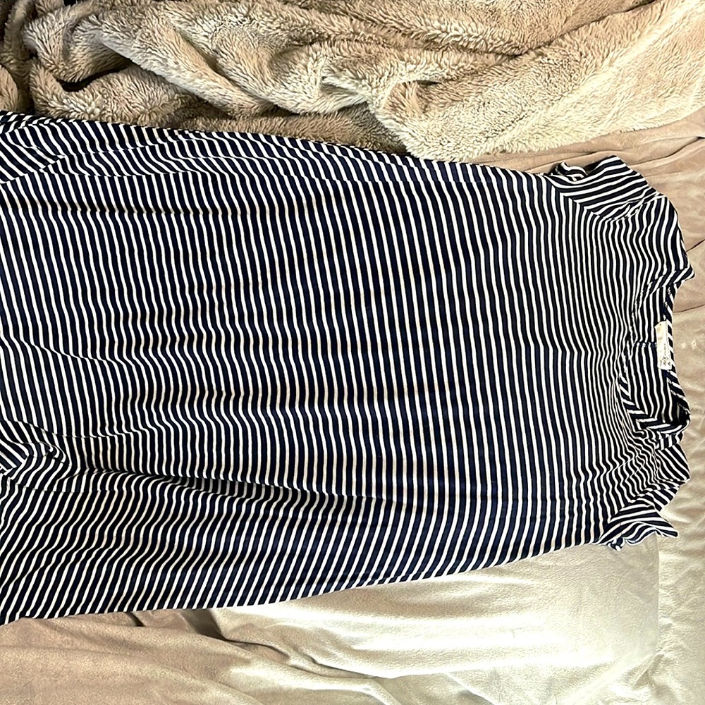 Black-and-white stripe flowery dress
